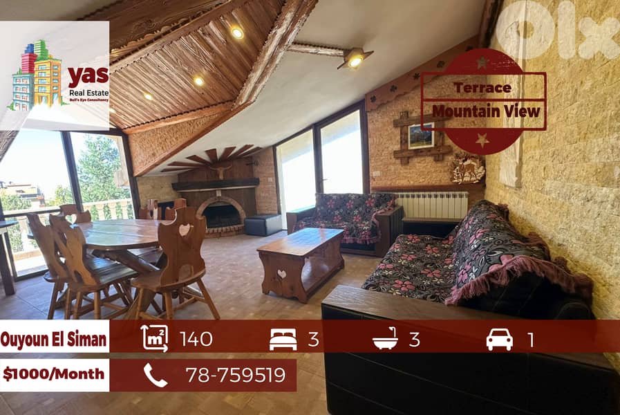 Ouyoun El Siman 140m2 | Terrace | Quiet Area | Mountain View | RIS 0