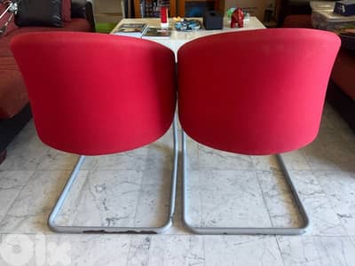 2 red office chairs for sale