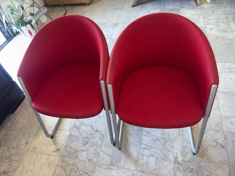2 red office chairs for sale 1