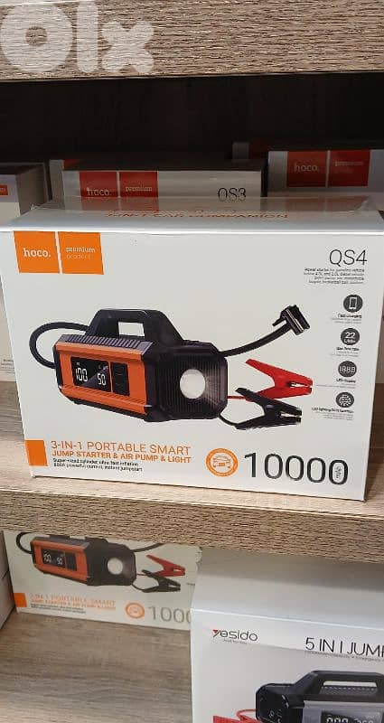 HOCO 3-IN-1 PORTABLE SMART JUMP STARTER&AIR PUMP &LIGHT QS4 0