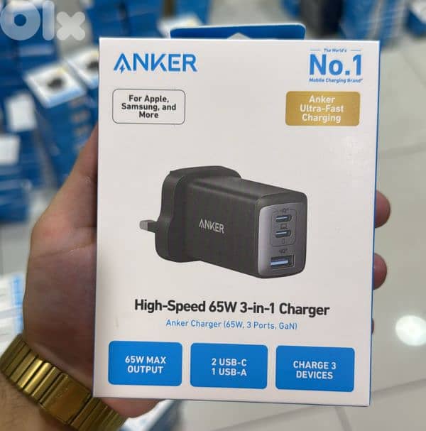 Anker Powerport III 65w 3 in 1  charger 3pin 0