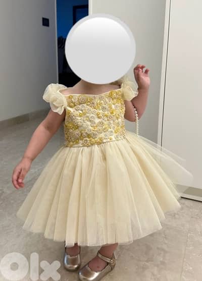 Baby girl evening yellow dress (up to 2 year old)