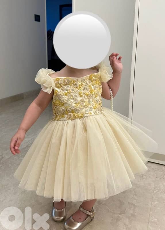 Baby girl evening yellow dress (up to 2 year old) 0