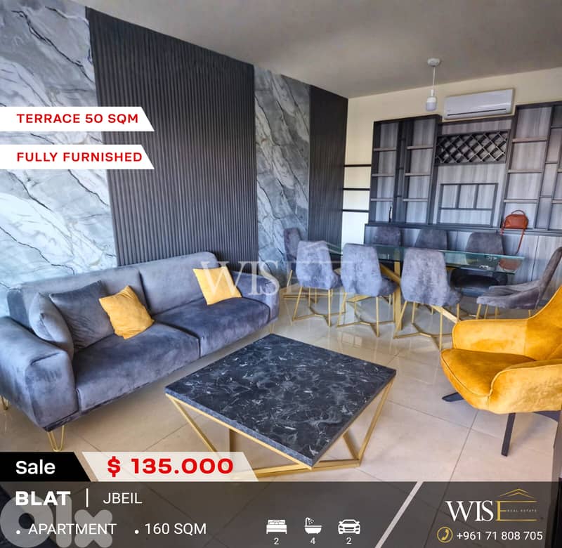 160 SQM Fully Furnished Apartment with Terrace for SALE in Blat! 0
