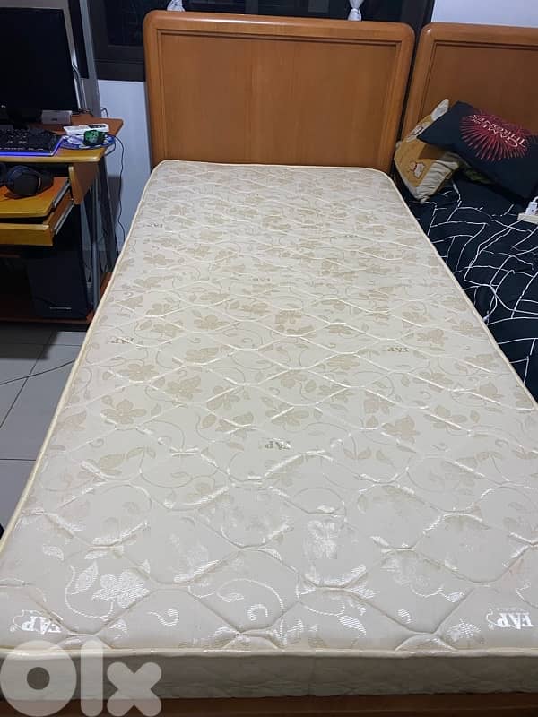 pure wooden bed with mattress and 2 drawers 2