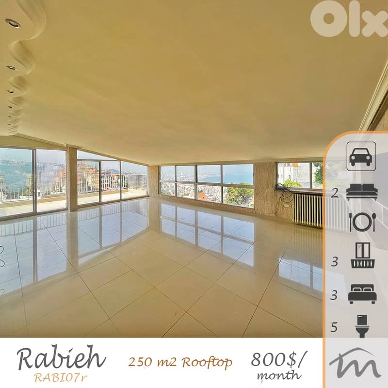 Rabieh | Charming High Ceiling Rooftop | 3 Master Bedrooms | Open View 0