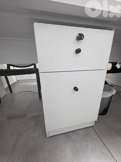 White Office Desk Drawer Unit with Lock