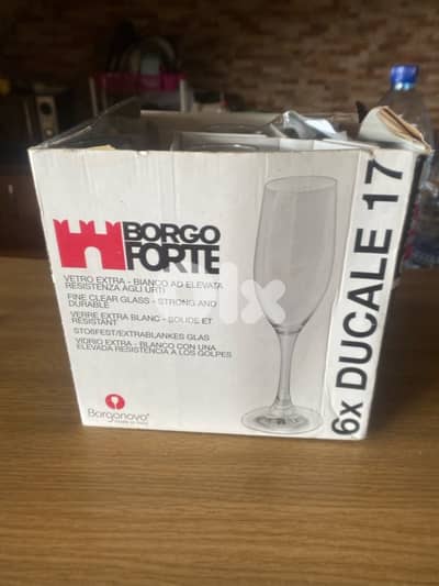 Borgonovo Set Of 4 Ducale Glass Flute Glasses Cl 17