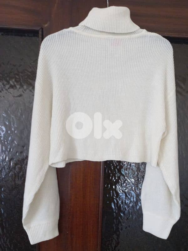 H&M Divided Cropped Cream Turtleneck Sweater 2