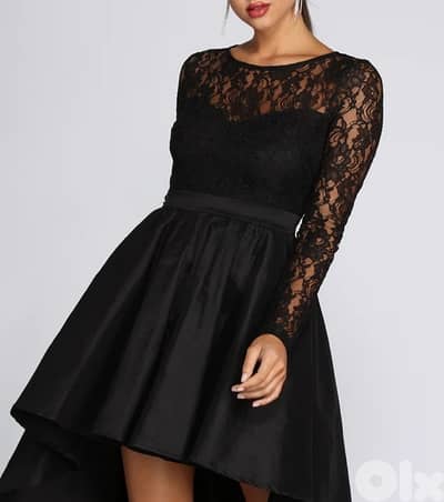 Black Tamia Lace Drama Dress