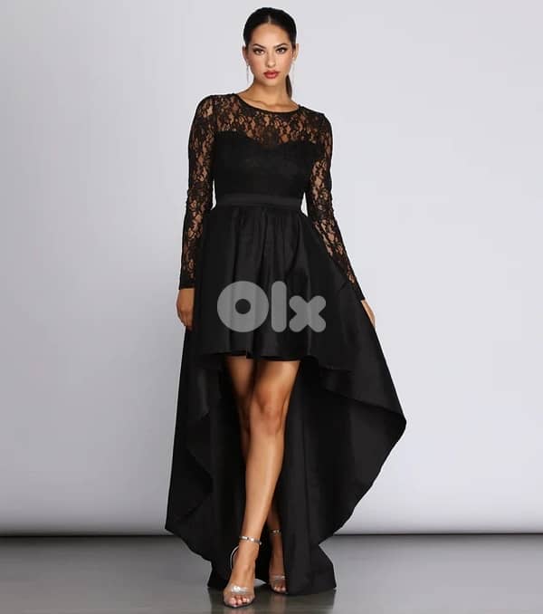 Black Tamia Lace Drama Dress 1