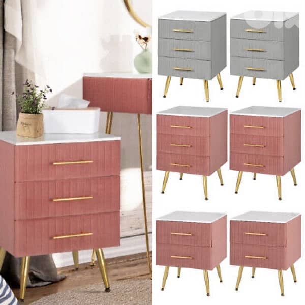 vanity table with pouf and side drawers 4