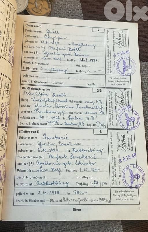 هوية سفر الأجداد نازي سنة ١٧٧٦ حتى ١٩٤٠ لمعرفة الأصول الالمانية للقادة 2