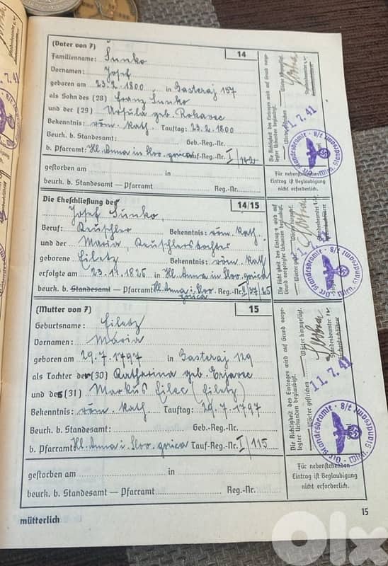 هوية سفر الأجداد نازي سنة ١٧٧٦ حتى ١٩٤٠ لمعرفة الأصول الالمانية للقادة 8