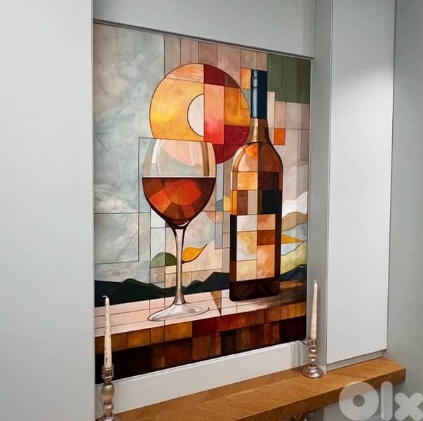 wine glass and bottle painting 0