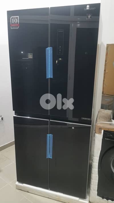 Refrigerator Sharp 4Doors Glass Black براد شارب الأصلي أسود زجاج