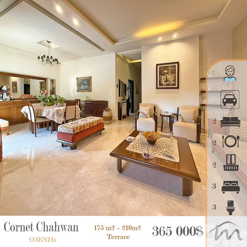 Cornet Chahwan | Prime 175m² + 210m² Terrace | Floor 1 | BLD AGE 15 0