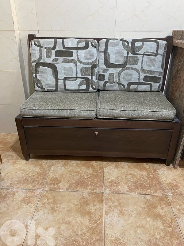wooden dining table +3 benches 1