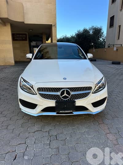 Mercedes C 300 coupe AMG-line 4matic 2017 white on basket-clean carfax