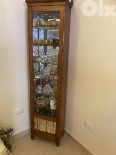 wooden adn glass cabiner