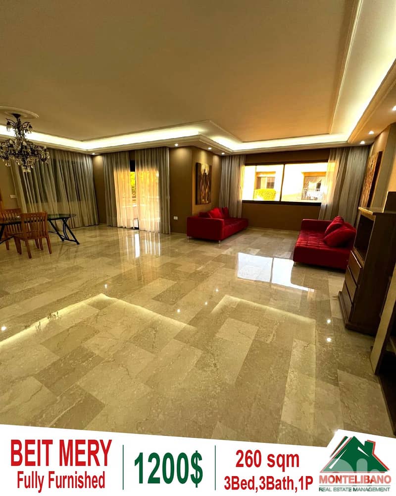 Fully Furnished 260 sqm Apartment For Rent in Beit Mery with View 0