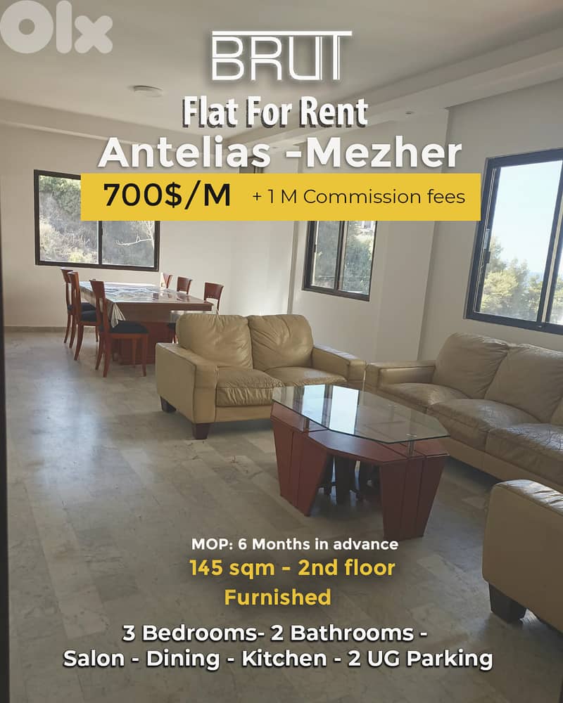 Furnished apartment for rent in Antelias Mezher 0