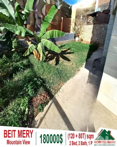 120 sqm Apartment For Sale in Beit Mery with 80 sqm Terrace + View