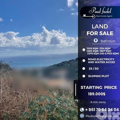 Batroun Land for Sale  5 beautiful sloping plots with breathtaking sea