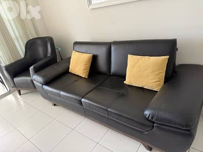 REAL LEATHER  sofas-black