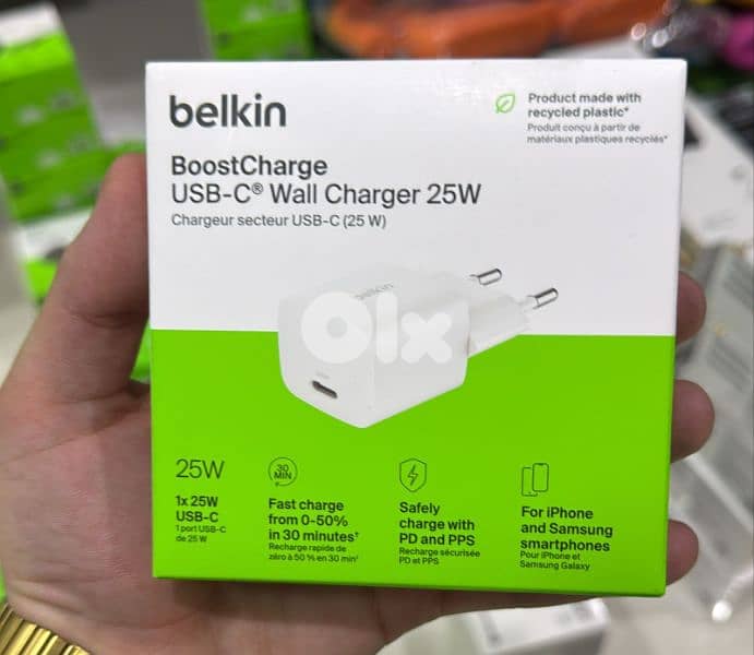 Belkin Boostcharge usb-c wall charger 25w 2pin white 0