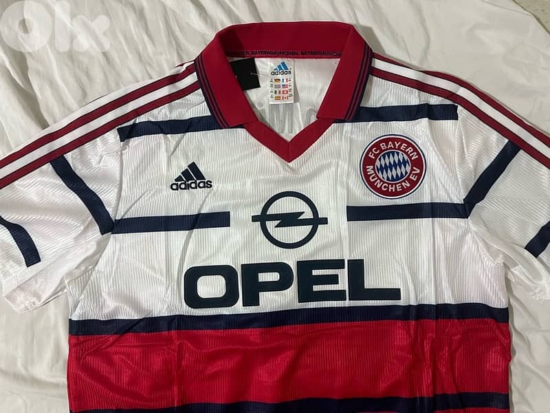 Bayern Munich 1998 away rare retro opel adidas jersey 3