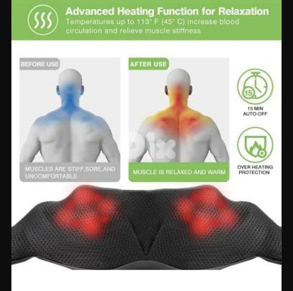 Cotsoco wireless neck massager Shiatsu massage device+heat/4$ delivery 4