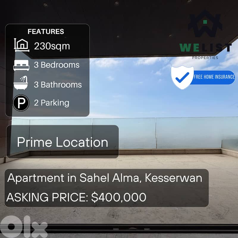 Apartment for sale in Sahel Alma شقة للبيع في ساحل علما 0