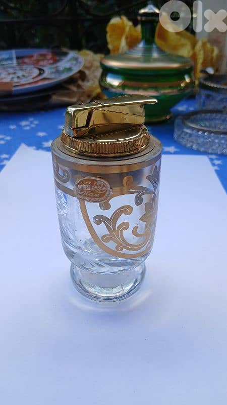 Cristal Table Lighter and Ashtray 0