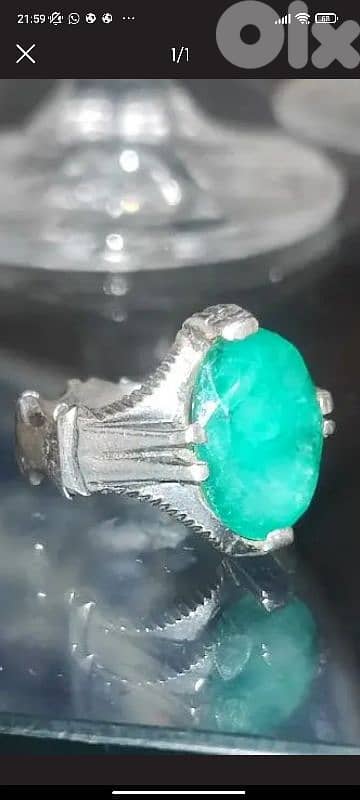 Silver Zumurrud Ring 925 |   خاتم فضة زمرد عيار 0