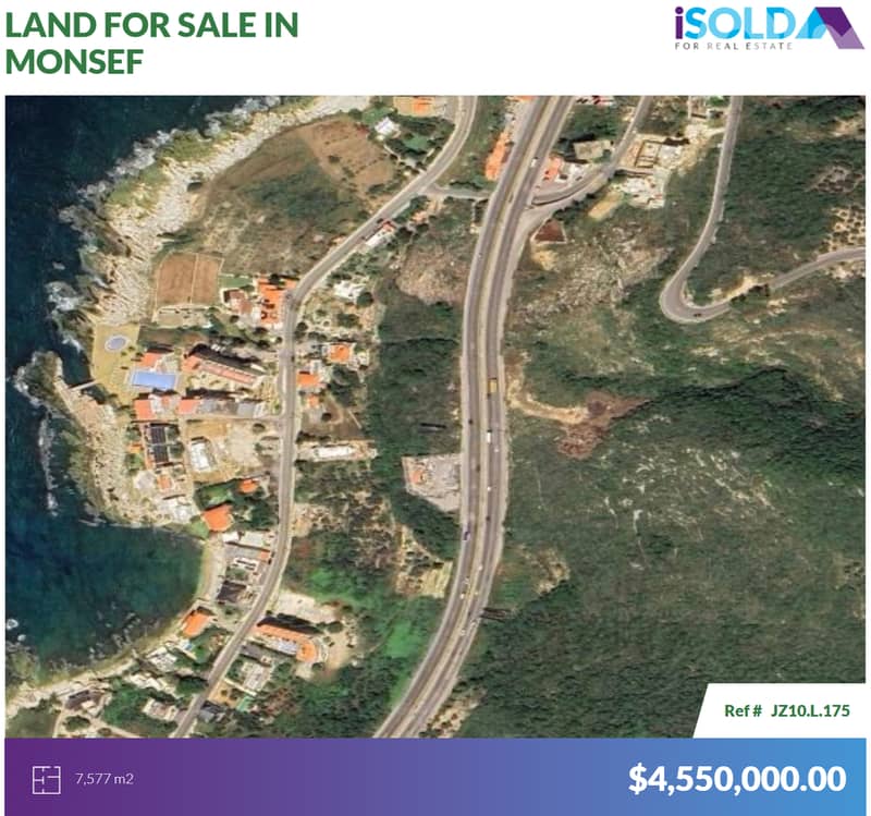 7577m2 Prime Land+sea view 4Sale in Monsef/Jbeil - أرض للبيع في المنصف 0