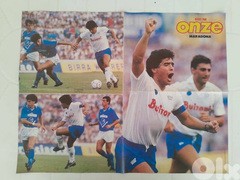 80's POSTER 55 x 42 DIEGO Maradona Naples Napoli + ELKJAER 0