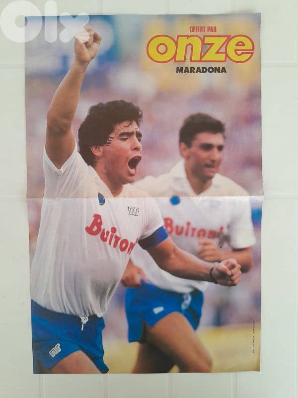 80's POSTER 55 x 42 DIEGO Maradona Naples Napoli + ELKJAER 2
