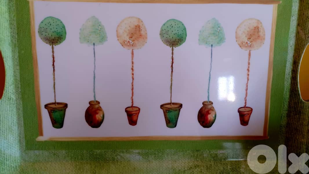 Two Decorative Green Serving Trays - 50x37 cm 1