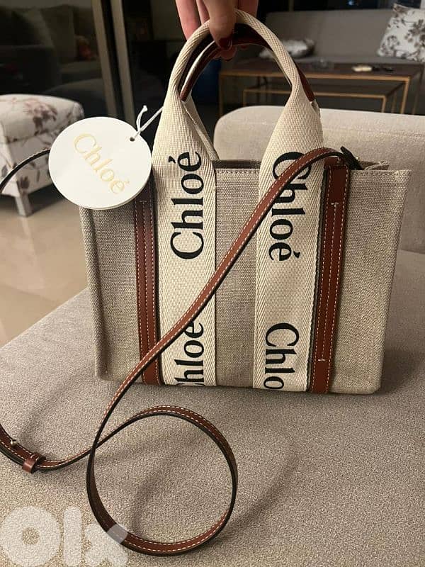 Brand new Chloé Woody small canvas tote with dustbag $650 2