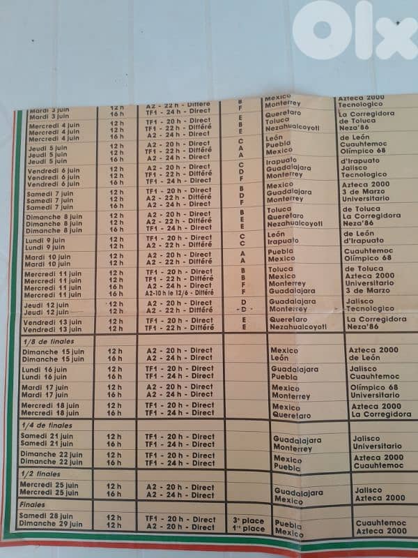 Rare Mexico 86 France football + Mexico WORLD CUP full schedule  Large 2