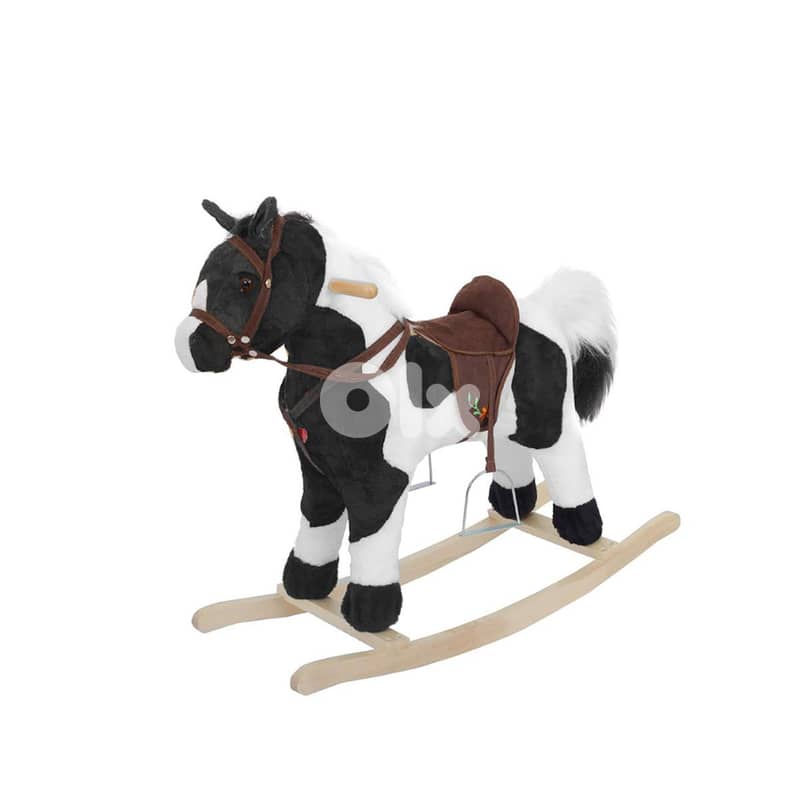 Wooden Musical Ride-On Horse Toy for Kids 72 x 64 x 28 cm - حصان خشبي 0