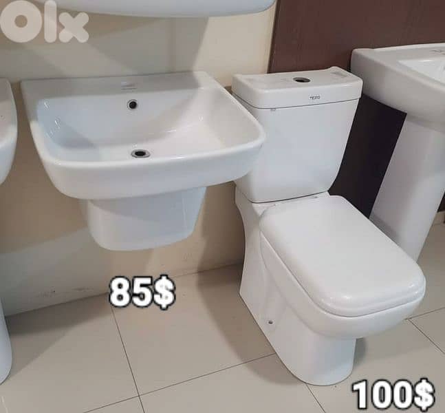 طقم حمام (كرسي + مغسلة). (bathroom toilet set (seat and sink 4