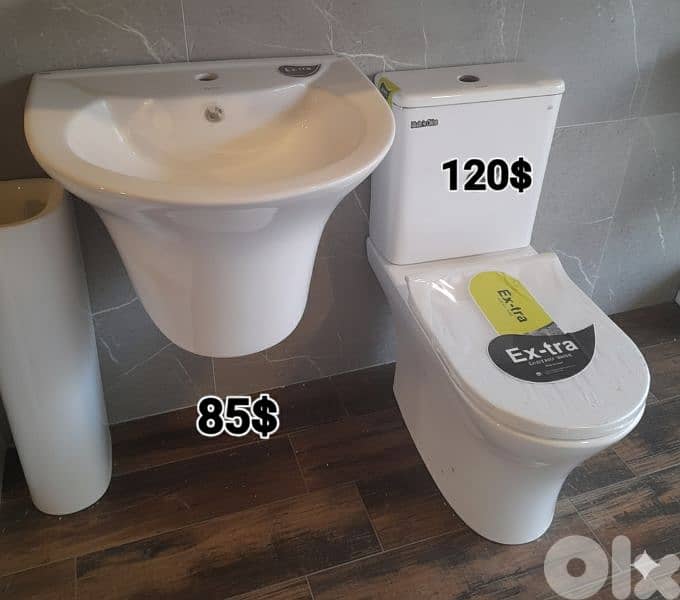 طقم حمام (كرسي + مغسلة). (bathroom toilet set (seat and sink 8
