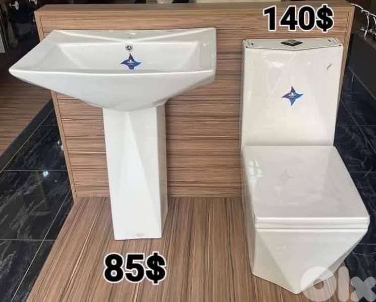 طقم حمام (كرسي + مغسلة). (bathroom toilet set (seat and sink 11