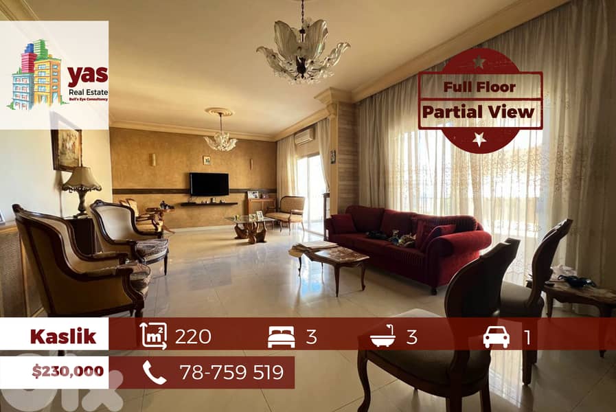 Kaslik 220m2 | Well Maintained | Partial View | Calm Area | EH 0