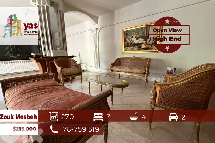 Zouk Mosbeh 270m2 | Classic | Open View  |Private Street | EL 0