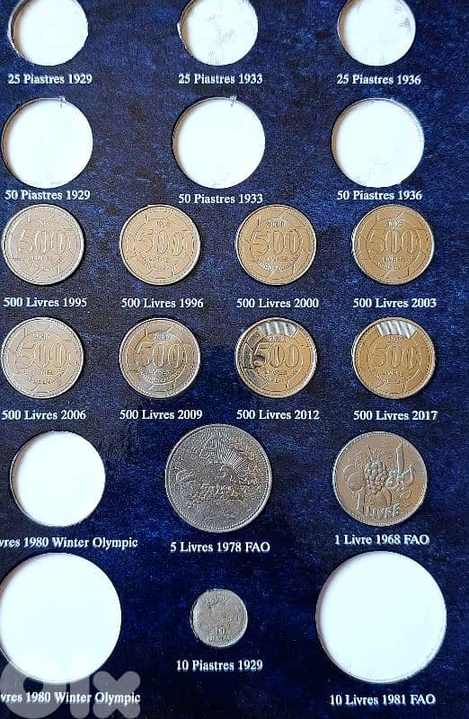 ألبوم عملات لبنانية معدنية من  1924 ال 2018 2