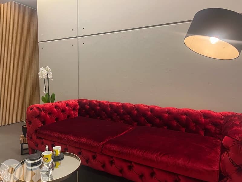 Red Velvet Chesterfield sofa 1