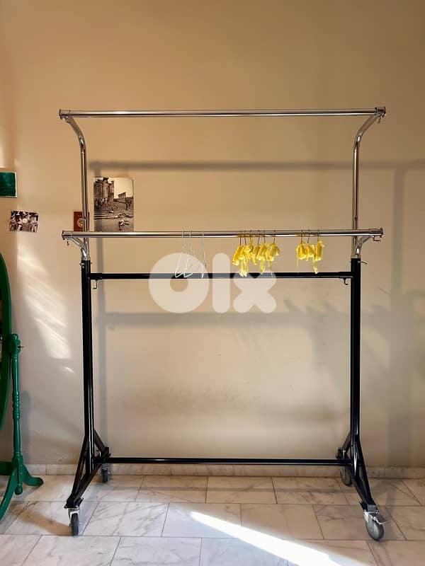 Adjustable Clothing Rail Garment Display, Clothes Rack 0